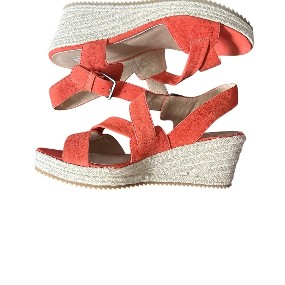 Eileen Fisher Coral Suede Espadrille Wedge Sandals
